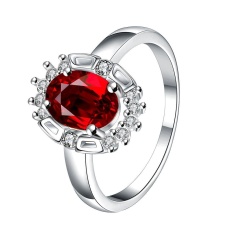 Emas Silver Plated Cincin Pernikahan Love Crystal Pasangan Wanita Zircon Cincin Fashion untuk Wanita dengan Berlian Tembaga Perhiasan- US UKURAN 7-Intl