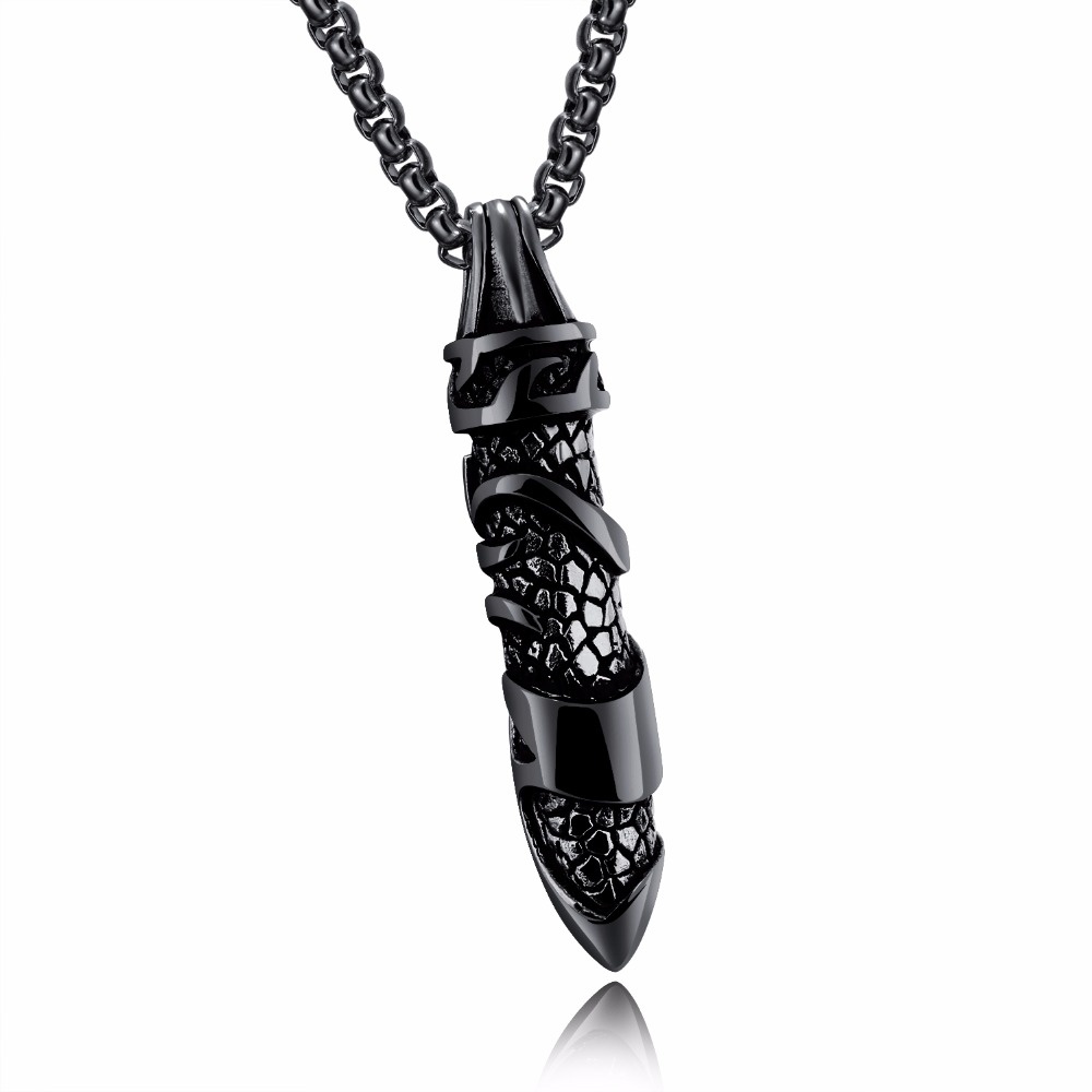 Emas/Hitam/Perak Warna Retro Kolom Kalung Keren Pria Perhiasan Stainless Steel Necklaces & Pendants For Men Gift -Intl