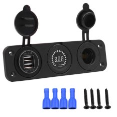Mobil Yang Bagus Daya Port 4.2A 22 W Ganda Usb Adaptor Pengisi Daya dengan Warna-warni Voltase Meter Hitam-Internasional