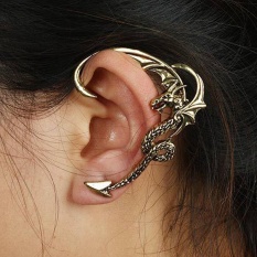 Gothic Punk Temptation Fly Dragon Bite Ear Cuff Wrap Clip Earring GD - intl