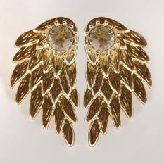 Gothic Women's Cool Perhiasan Angel Wings Berlian Imitasi Paduan Jatuhkan Anting Tindik-Emas-Intl