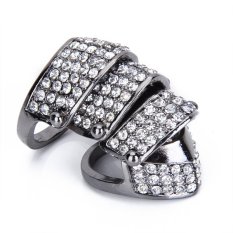 Grey Rhinestone Bocah Penuh Baju Zirah Cincin Jari-Intl