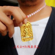 Vietnam Endapan Emas berlapis 24 K emas Naga Guan Gong Liontin kalung pria Set kalung berongga modis Pacar hadiah pasang