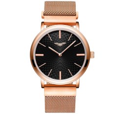GUANQIN GS19026-1Afs Pria Ultra Tipis Steel QUARTZ Watch (Emas Hitam)