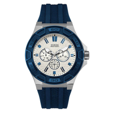 Guess - Jam Tangan Pria - Silver-Putih - Rubber Biru - W0674G4