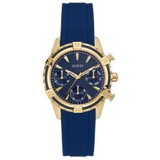 Guess - Jam Tangan Wanita - Gold - Biru - Rubber Biru - W0562L2