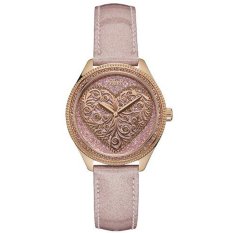 Guess - Jam Tangan Wanita - Rosegold-Rosegold love - Strap Pink -Ring Diamond-W0698L2