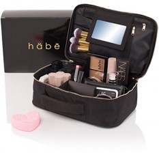 Habe Perjalanan Riasan Tas dengan Cermin, Cocok Tinggi Sikat dan Semua Membuat Hingga Anda! Premium Toiletry, Kuas & KASUS Kereta Organizer Kosmetik untuk Wanita, kapasitas Penyimpanan Yang Besar dan Anti-Air + Kuas Pembersih-Internasional