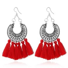 Setengah Bulan Berlubang Rumbai Anting-Anting Multi Colour Antik Bohemia Anting-Internasional
