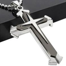 Menggantung Hang-qiao Stainless Steel Rantai Kalung Salib Pasangan Laki-laki Perhiasan Hitam