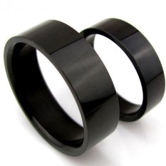 Happy Couple Cincin Couple Titanium Hitam Flat - Ukir Nama + Box Cincin + Gelang Couple