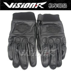 Harley Leather Long Gloves Motorcycle Gloves Racing Gloves Riding Motorcycle Sheepskin Gloves(Color:Black)(Size:L) - intl
