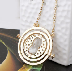 Harry Potter Waktu Turner Kalung Hermione Granger Berputar Spin Emas Hourglass Emas & PUTIH