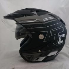 Helm 2 kaca DMN R-9 Black Doff abu