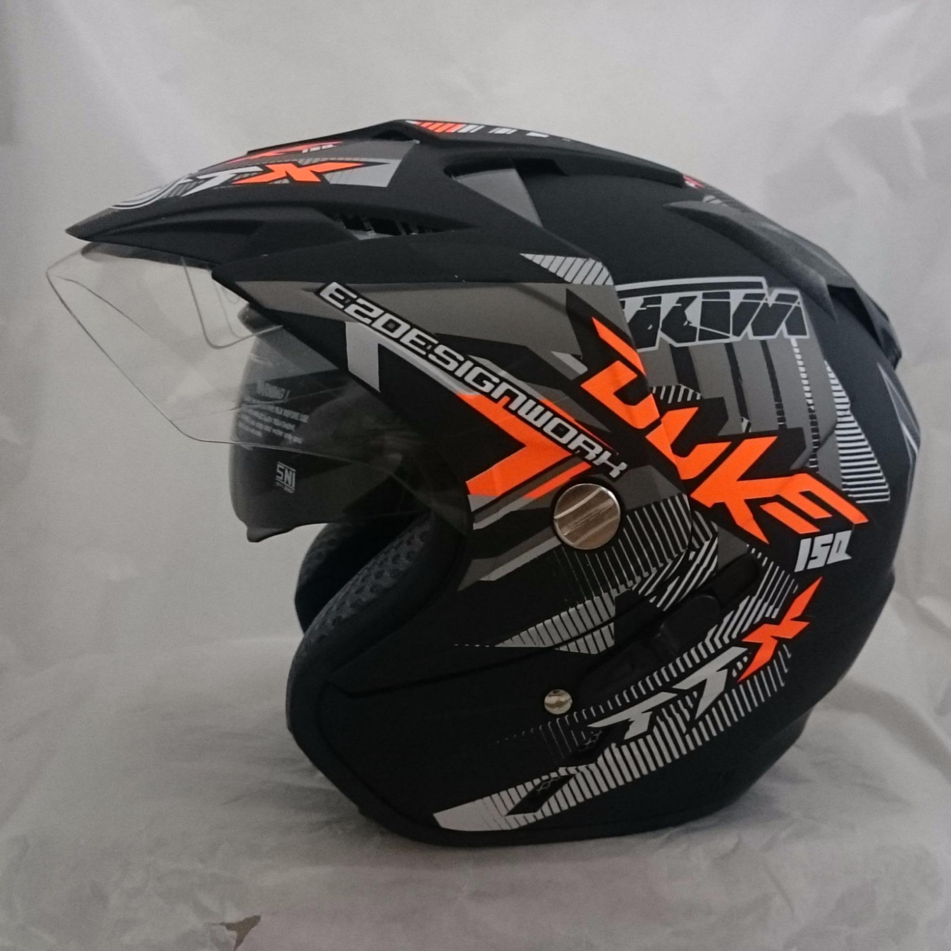 Helm 2 kaca (double visor) Duke Black doff orange