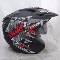 Helm 2 kaca double visor Duke black doff red