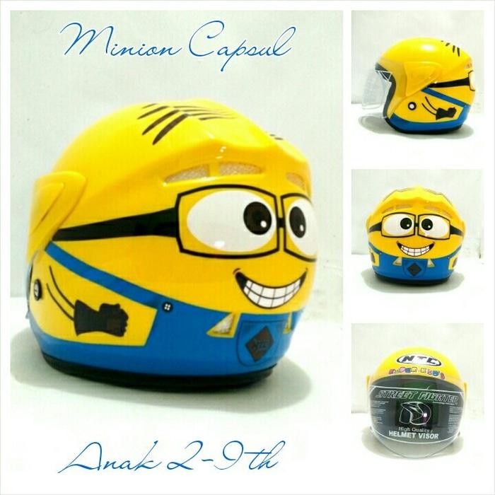 Moe Moe Helm Helm Anak 2-9 Th SNI Ntc Motif Minion Capsul / Kuning / Biru