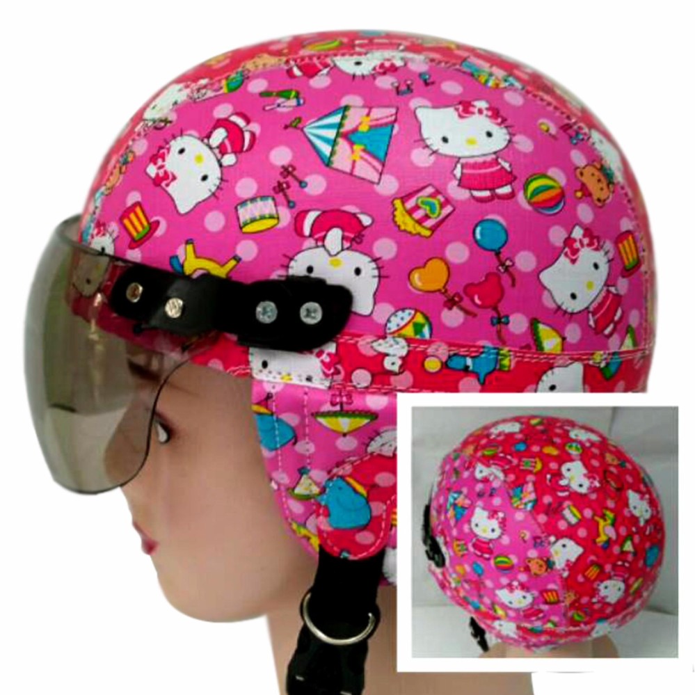 Helm Anak Imut Chips Retro Karakter new Hello Kitty Kecil  [1 - 4 Tahun] - Pink Merah