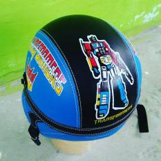 Helm Anak Lucu Karakter Transformer Robot usia 1 - 5 Tahun + Kaca Riben - Biru/Hitam
