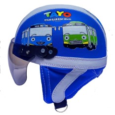 Helm Anak Lucu Spesial Edition Usia 1-4 Tahun Motif Tayo Biru Putih