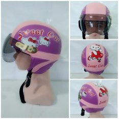 Helm Anak Retro Karakter Helo Kitty 1-4 Thn - Ungu Pink