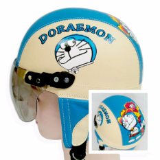 Helm Anak Retro lucu usia 1 - 5 tahun Motif Doraemon Cream/Biru