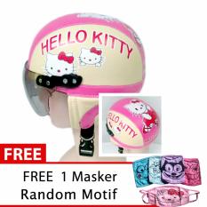 Helm Anak Retro Usia 1- 4 Tahun Motif Helo Kitty - Pink/Cream + Free Masker