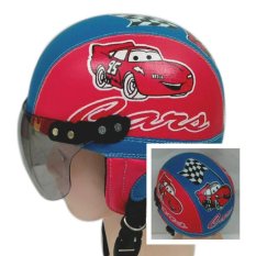 Helm Anak Unyu-unyu Model Retro Karakter Carz  [1 - 5 Tahun] - Merah Biru