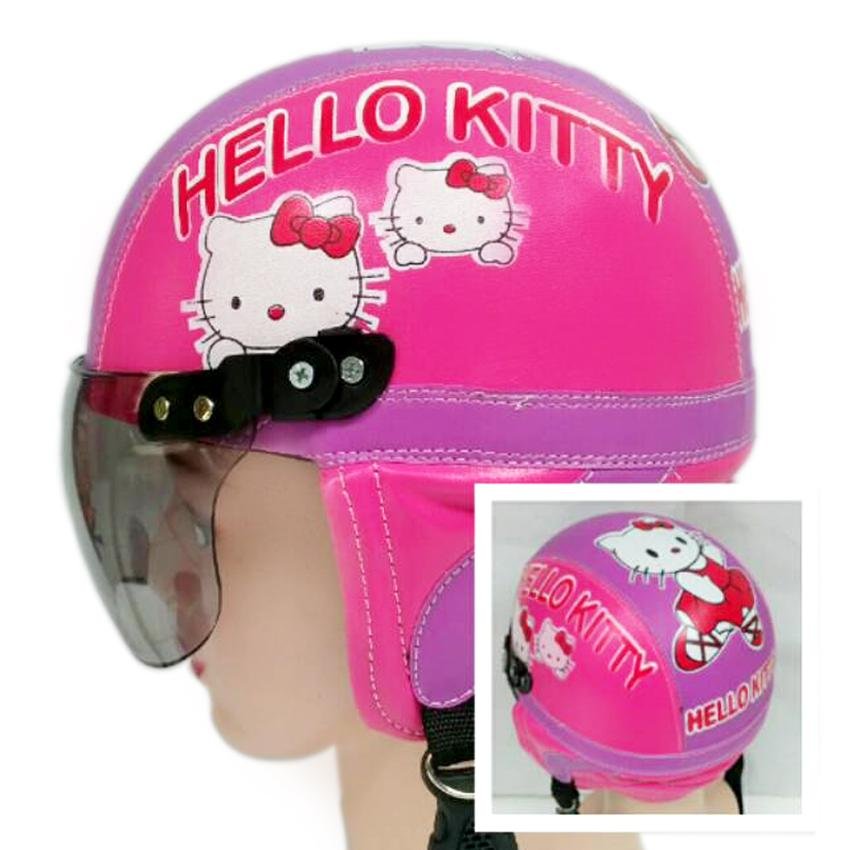 Helm Anak Unyu-unyu Model Retro Karakter Hellow Kity  [1 - 5 Tahun] - Pink Ungu