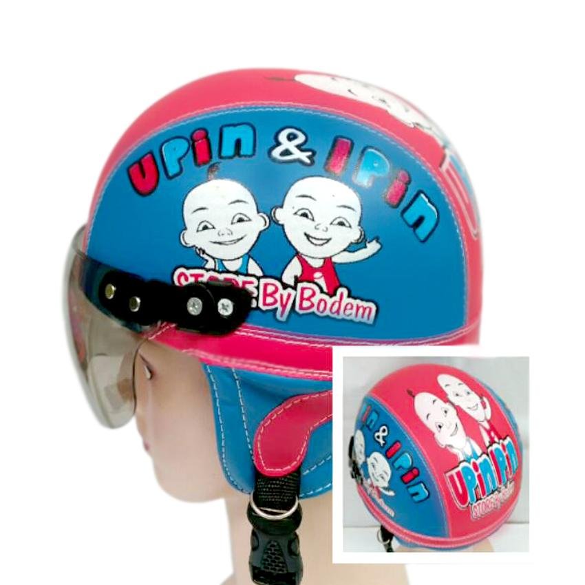 Helm Anak Unyu-unyu Model Retro Karakter Upin-Ipin [1 - 5 Tahun] - Biru Merah