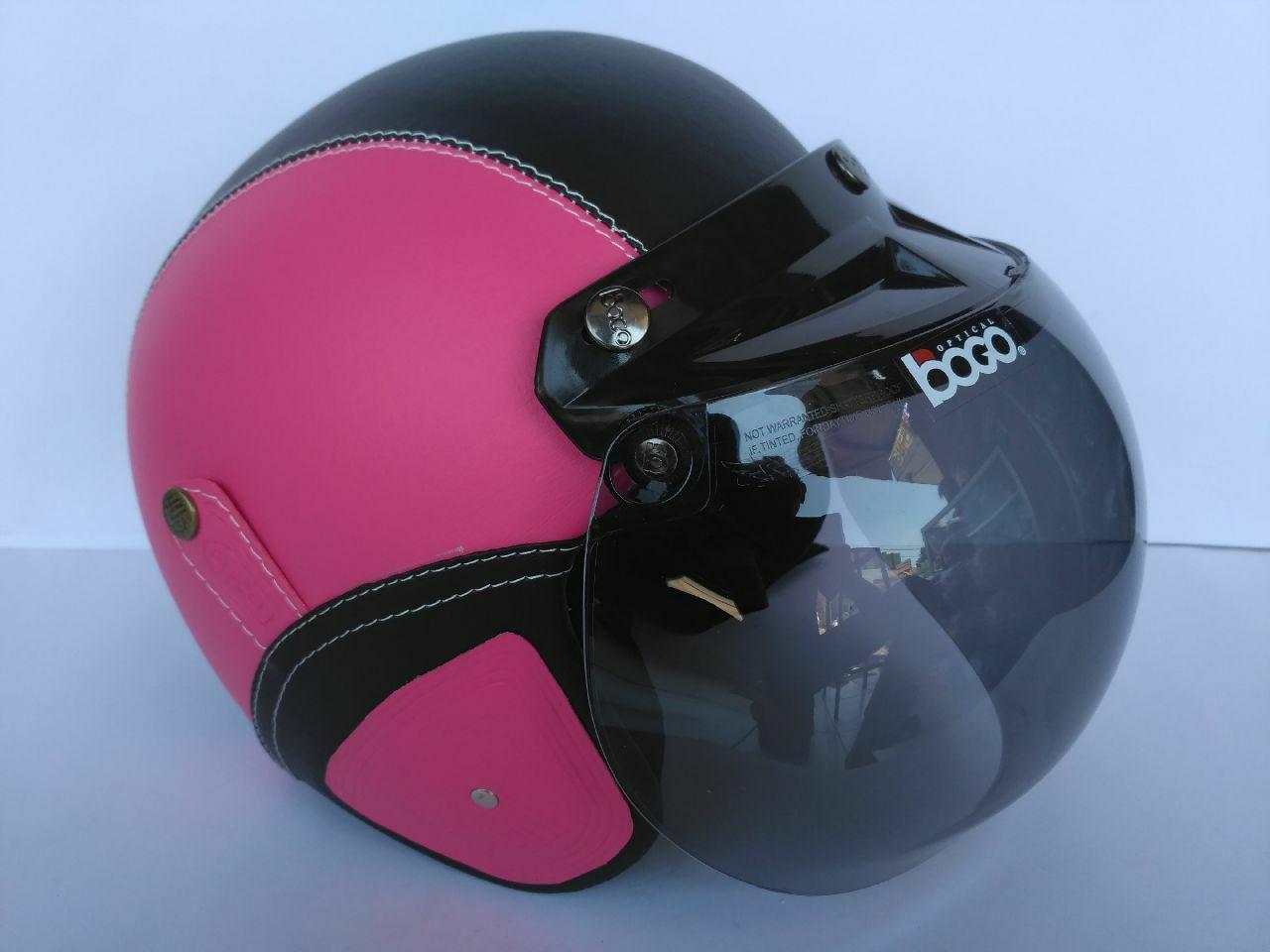 Helm bogo dewasa pink-hitam