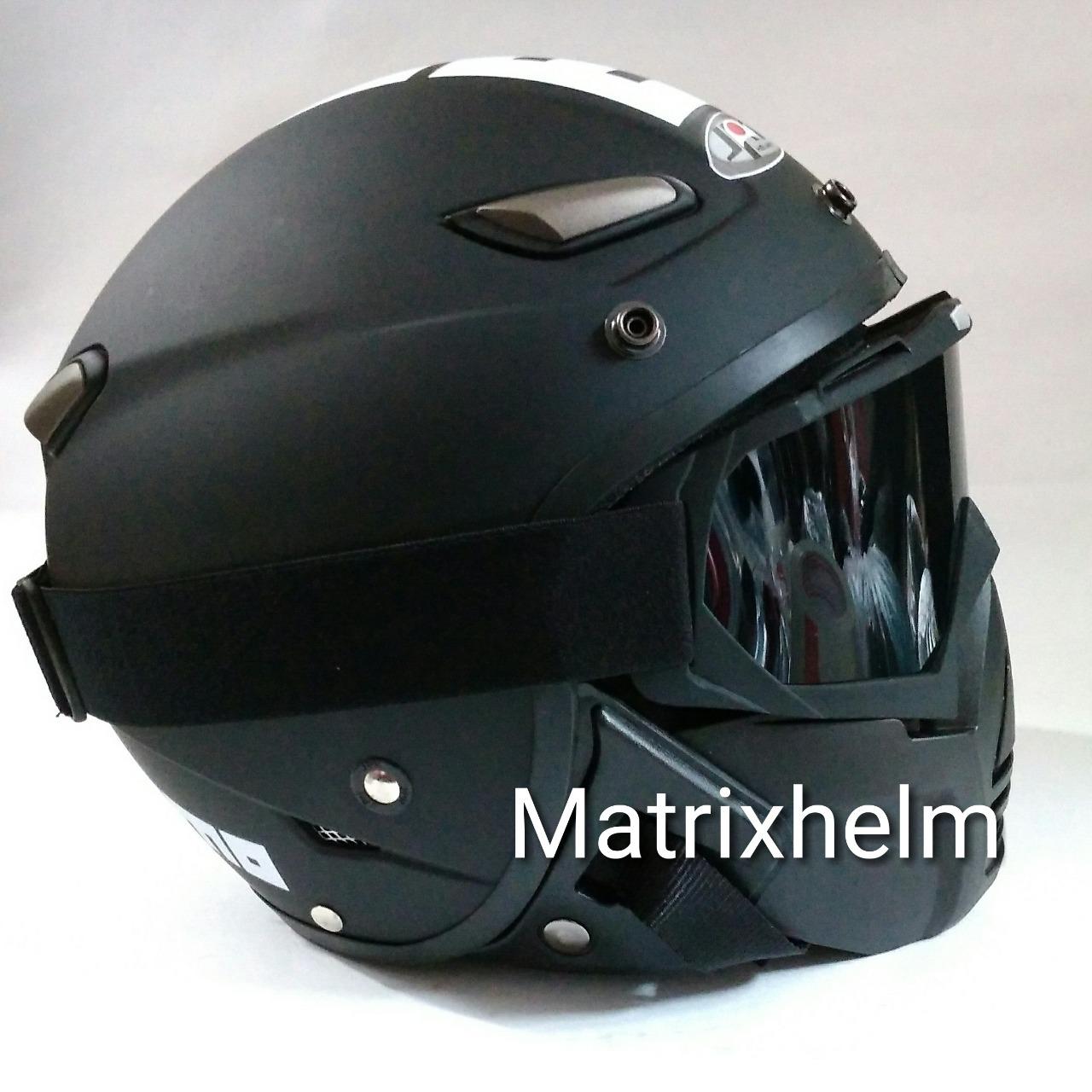 Matrixhelm Helm Bogo Dewasa Retro Jpn Momo Hitam Dof