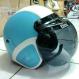 Helm Bogo Retro Kulit Klasik Biru Muda List Putih Kaca Bogo Original