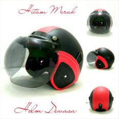 Moe Moe Helm / Helm Bogo Retro Kulit Klasik SNI / Hitam / Merah