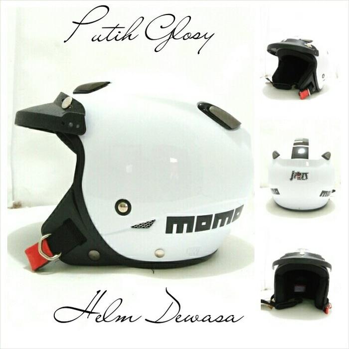 Helm Bogo Retro SNI JPN MOMO Putih Glosy + Pet