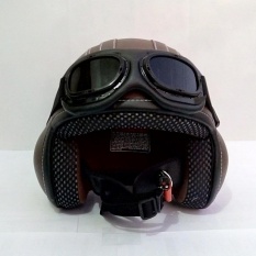 Helm Broco Retro Pilot Kacamata Dewasa - Coklat Polos