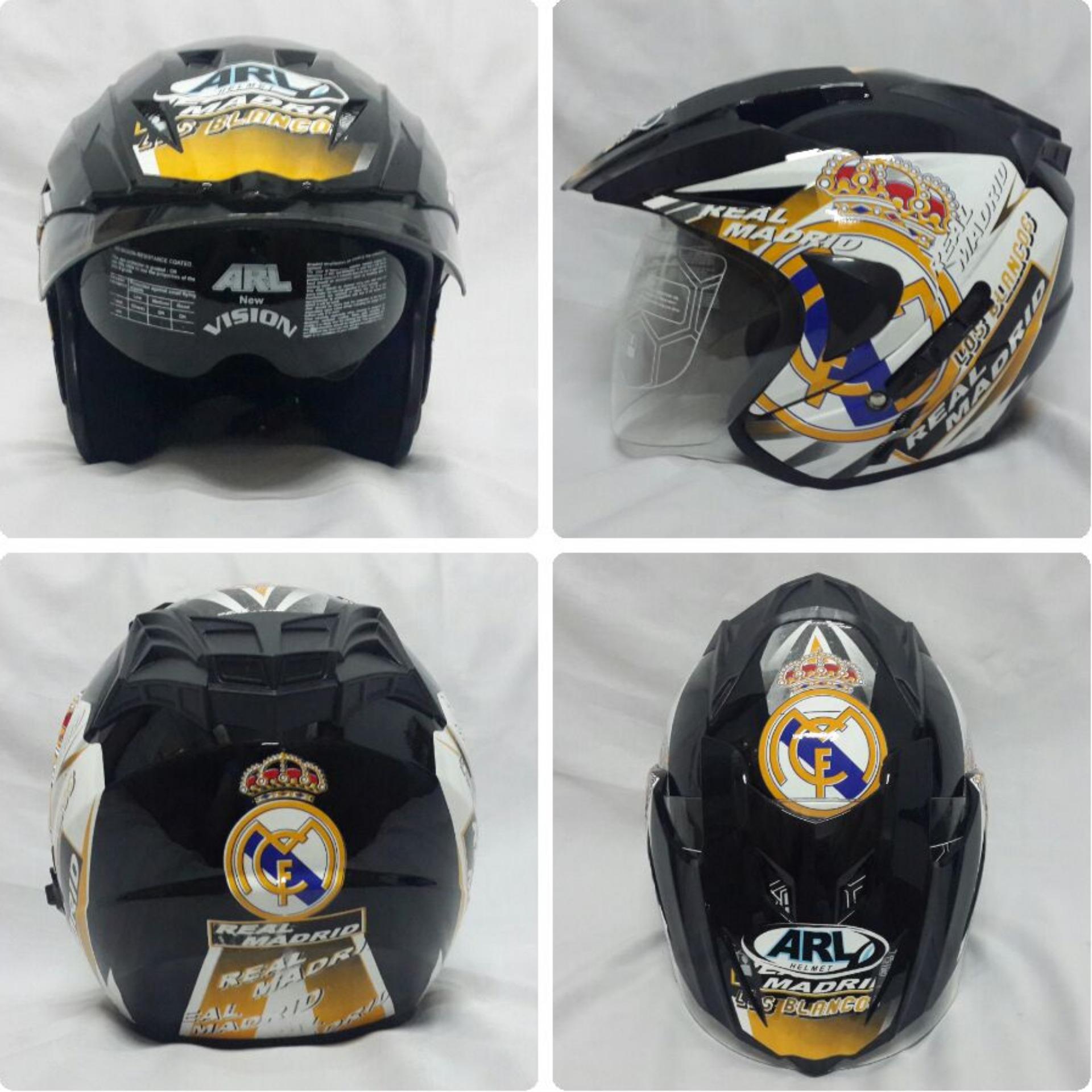 Helm Club Bola Real Madrid Hitam Double Visor SNI