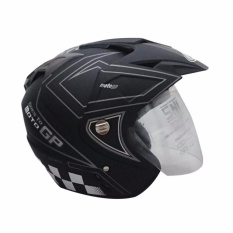 Helm Dmn 2 kaca (double visor) Moto gp Black doff abu