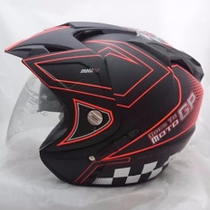 Helm DMN 2 kaca double visor Moto GP Black Doff Orange