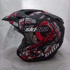 Helm DMN 2 kaca (double visor) Ski doo Black doff red