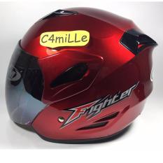 HELM GM FIGHTER RED MAROON HALF FACE