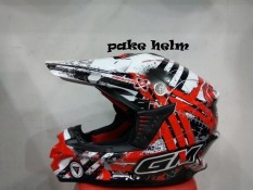 HELM GM SUPER CROSS MOTIF NEUTRON WHITE RED FULL FACE CROS