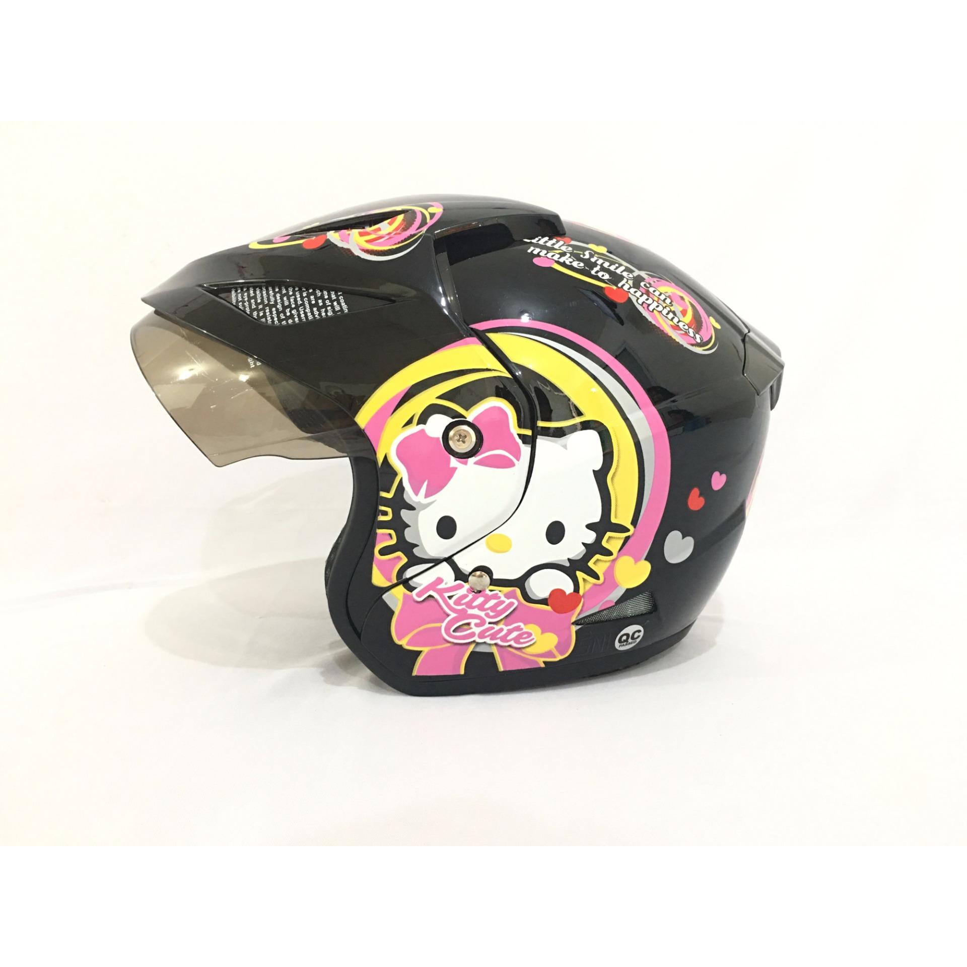 Helm /  Helmet Dewasa Kitty Cute Hitam