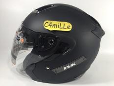 HELM INK METRO SOLID BLACK DOFF DOUBLE VISOR HALF FACE HITAM DOP