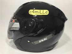 HELM INK METRO SOLID BLACK DOUBLE VISOR HALF FACE HITAM DOP