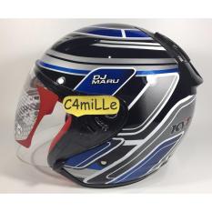 HELM KYT DJ MARU MOTIF #12 BLACK BLUE HALF FACE