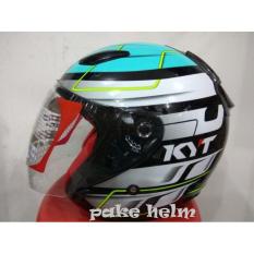 HELM KYT DJ MARU MOTIF #13 BLACK BLUE HALF FACE DJMARU
