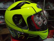 Helm kyt K2 rider full face motif yellow fluo double visor