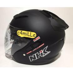 HELM NHK R1 SOLID BLACK DOP DOUBLE VISOR HALF FACE