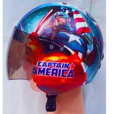 Helm Retro Anak Motif Captain Superhero Umur 4-10 Tahun